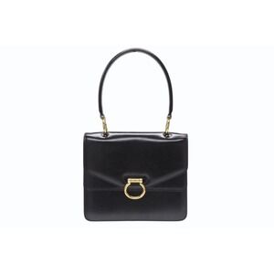 Celine Gancini double flap handbag black leather